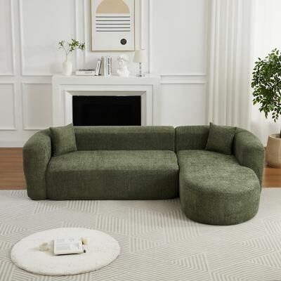 Abrihome "109.4"" L-Shaped Chenille Boneless Sectional Sofa with Pillows"