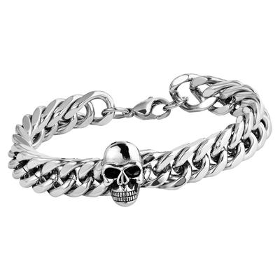 Armband ADELIA´S "Armband – Panzerarmband Totenkopf aus Edelstahl 24 cm", silber (bunt), Armbänder, Damen, 24cm, Edelstahl, Armband, Zum Verschenken – ideal zum Muttertag