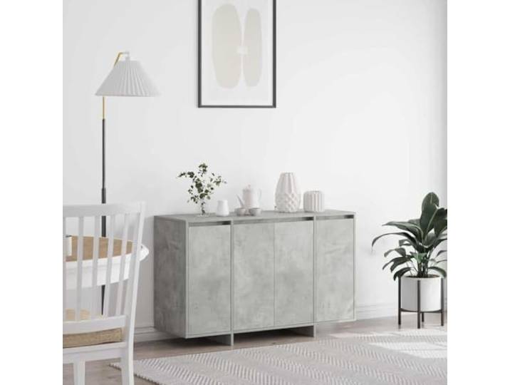 HEFZGDB Modernes Sideboard Betongrau für Wohnzimmer, minimalistisches Sideboard aus Holzwerkstoff, rechteckiges für Moderne Einrichtung mit Stauraum für Essbereich, mit Scharniertüren