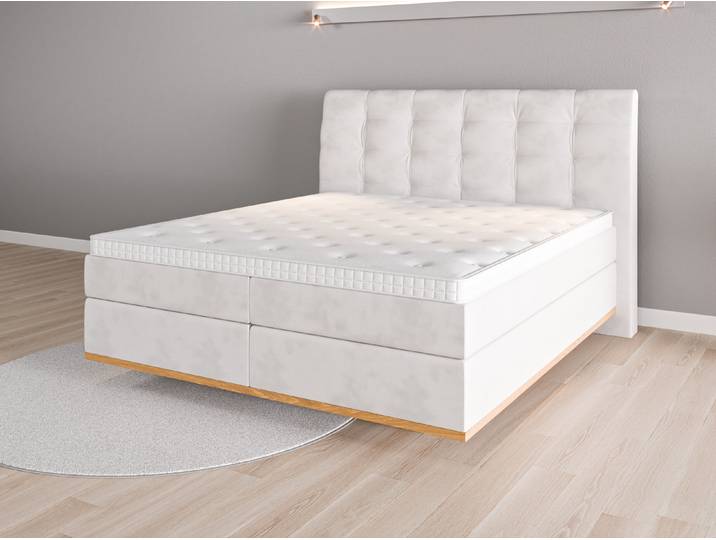 Boxspringbett 180x200 Nr. 1 - Weiß (Cremeweiß) - Vintage Velours