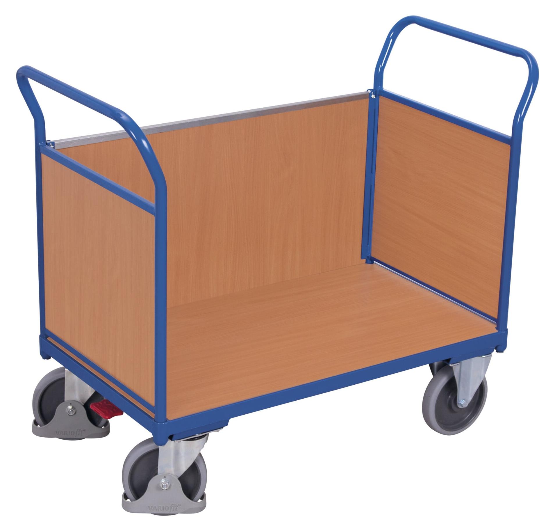 Variofit Dreiwandwagen mit Holz in 4 Größen, Ladefläche:850x475 mm