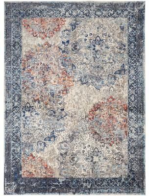 Grand Bazaar Bellini Vintage Bohemian Rug, Blue/Rust/Gray, Area Rug