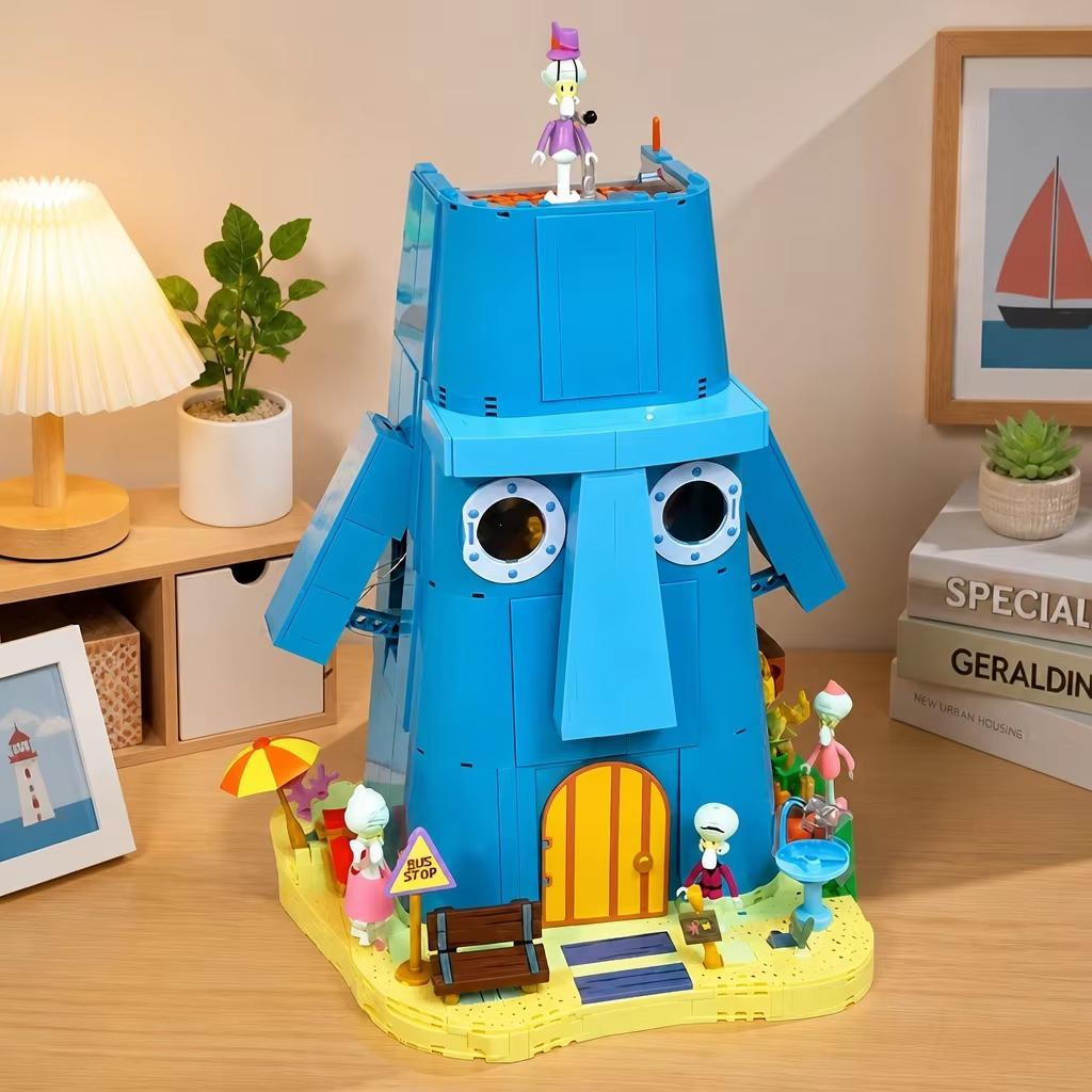 SpongeBob SquarePants - Squidwards Felsenhaus - Mikro-Bausatz - ABS-Klemmbausteine - Figur - Ohne Box - Schreibtischdekoration