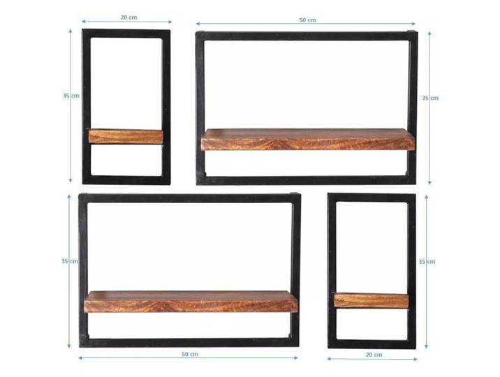 mutoni - Wandregal-Set Havanna natur (4-tlg), One Size, Multicolor