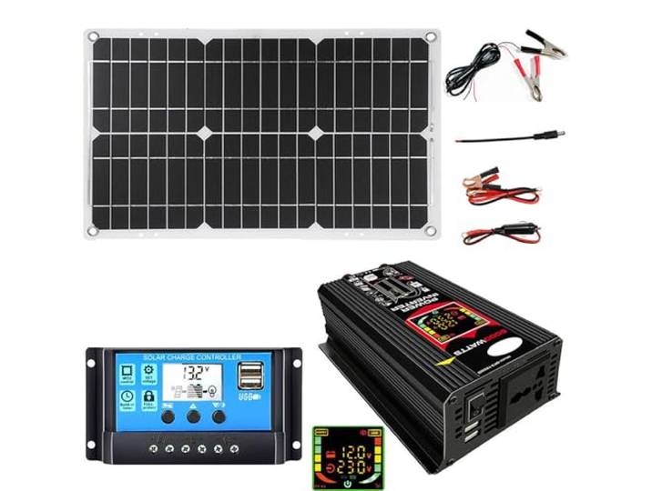 6000-W-Off-Grid-Solarpanel-Kit mit 18-W-Panel und 30-A-Controller for Wohnmobile und Outdoor-Abenteuer(Black)