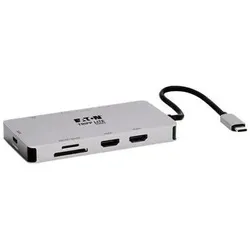 Eaton Tripp Lite by - Station d accueil USB-C, double ecran - HDMI 4K 60 Hz, USB 3.2 Gen 1, HUB USB-A, GbE (USB-C), Dockingstation + USB Hub, Schwarz
