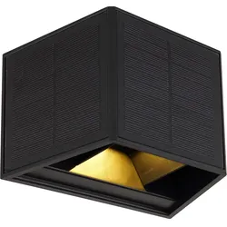 LED Solar Außenwandleuchte Wandleuchte Fassade Terrasse Balkon Solar Schwarz IP44