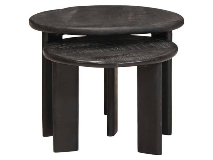 IBUQDDV Nesting-Couchtische 2 STK. Schwarz Ø 50 x 40 cm Platzsparendes Nesting-Design, minimalistische Optik, für Wohnzimmer, Innenbereich, einfache Montage