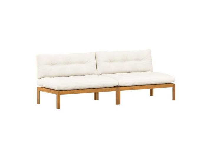 vidaXL Sofaelement Mittelsofa Einheit 2 Stk. Natürlich und Cremweiß nholz (2 St)