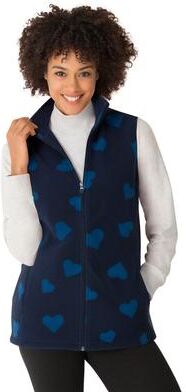 Women's Zip-Front Microfleece Vest by Woman Within in Royal Navy Sweethearts (Size L)