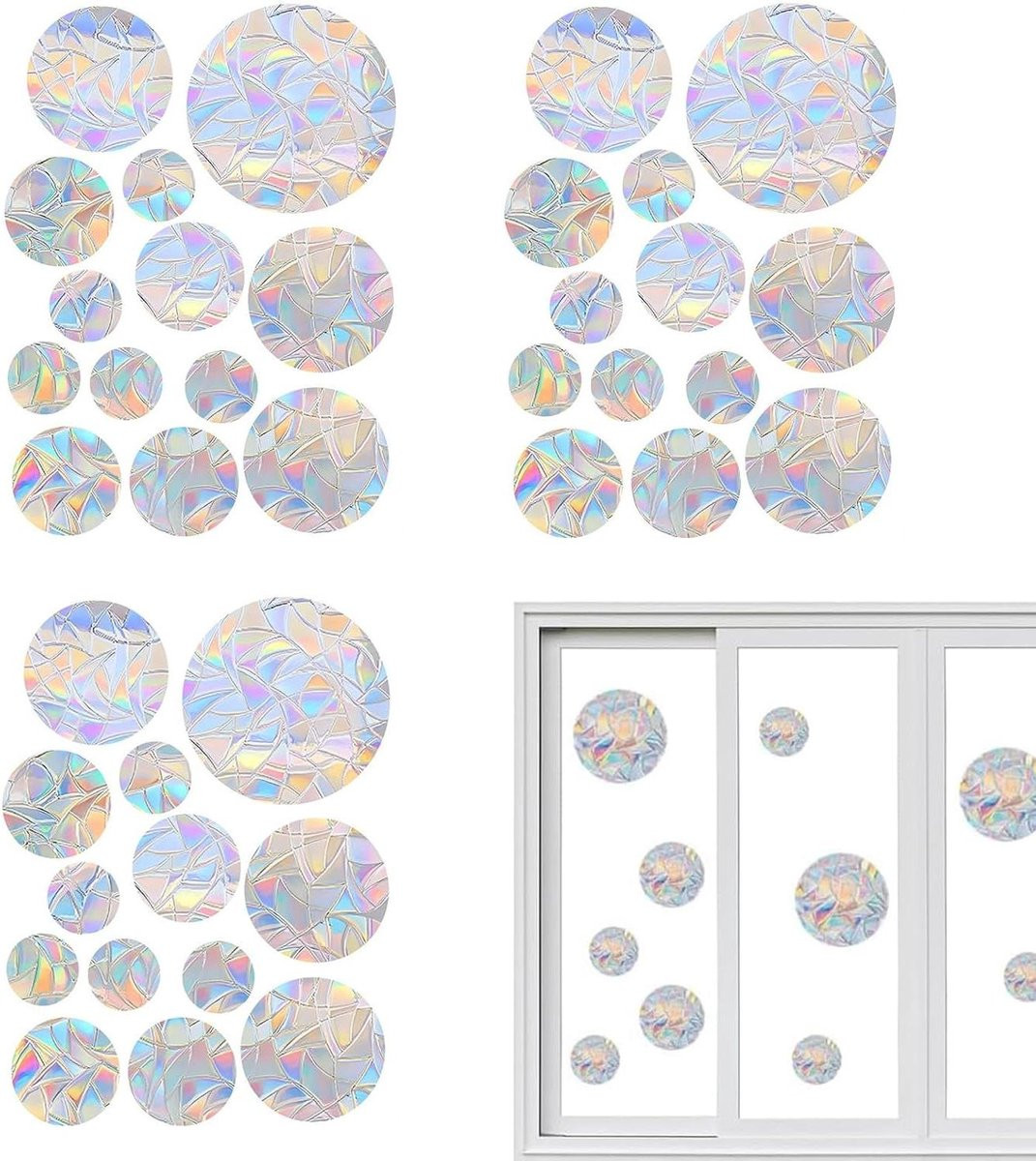 Prisma Raamstickers - 39 Stuks Meerkleurige Zonvanger Stickers voor een Regenboog Effect en het Voorkomen van Vogelbotsingen