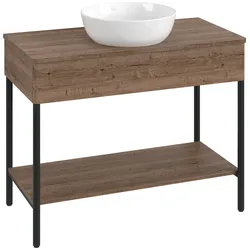 Villeroy & Boch Waschbeckenunterschrank Artis, Eckig, Tobacco Oak, 1000x782x500mm, mit Metallgestell und Beleuchtung