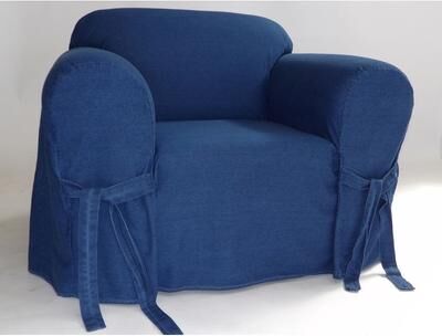 Classic Slipcovers Blue Authentic Denim 12-ounce 1-piece Chair Slipcover - N/A