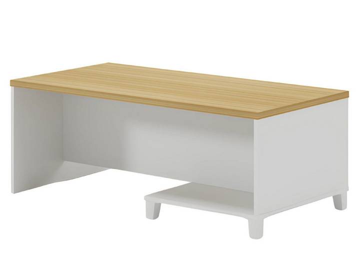 Xlmoebel Couchtisch Moderner Tisch in Weiß mit Holzoberfläche von XLMOEBEL, Made in Europa