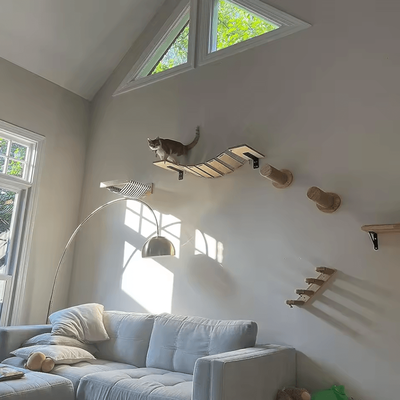 Uplift Curations Wall Mounted Cat Tree With Sisal Scratching Post Hammock And Climbing Platforms cat Pedal 1