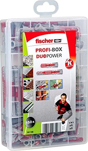 fischer Profi-Box - DuoPower kurz/lang 2K Universaldübel-Sortiment Ø 6/8 mm 30/40/50/65 mm, 150 Stück