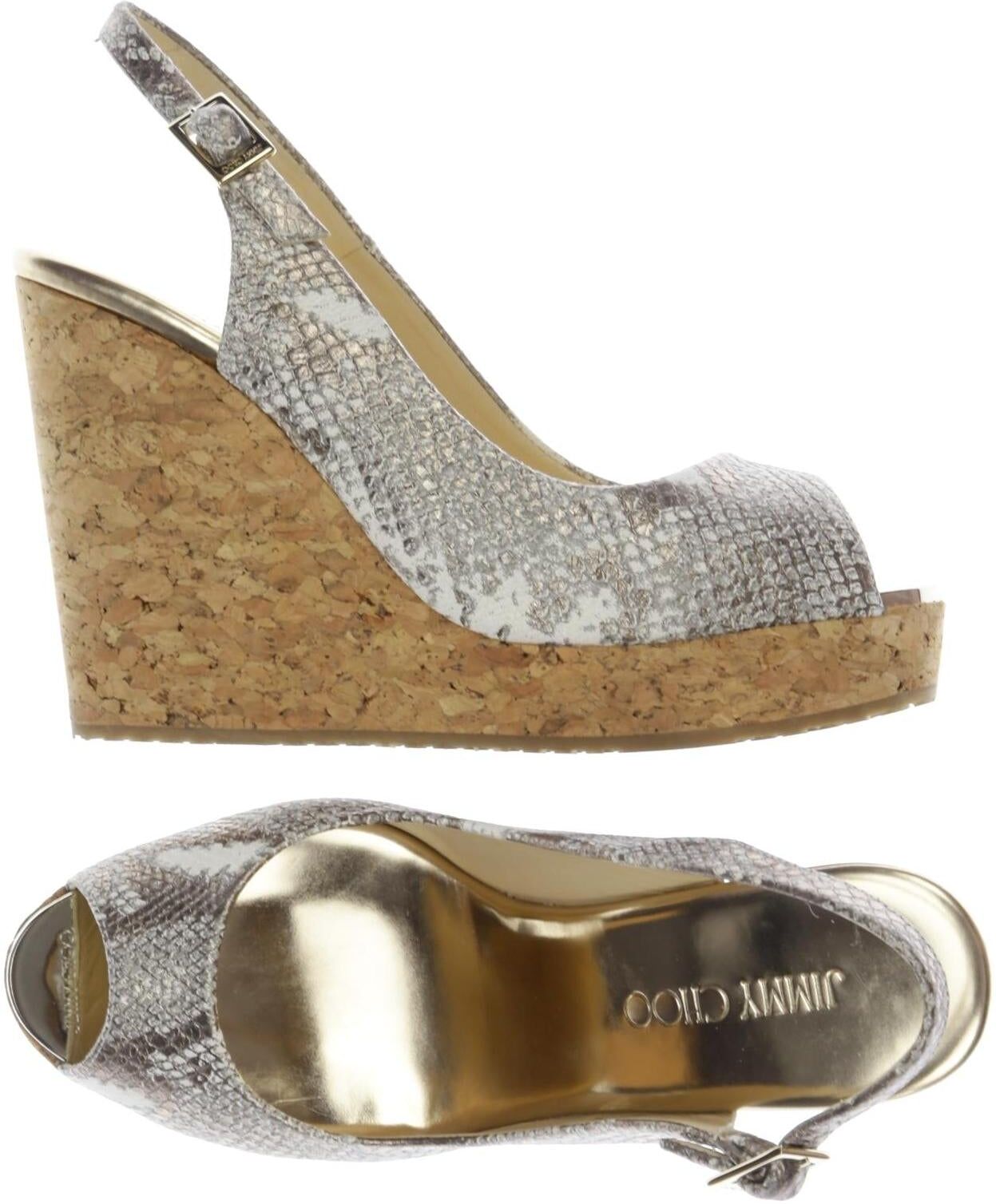 Jimmy Choo Damen Sandalen, Grau, Gr. EU 38.5, Leder - Second Hand