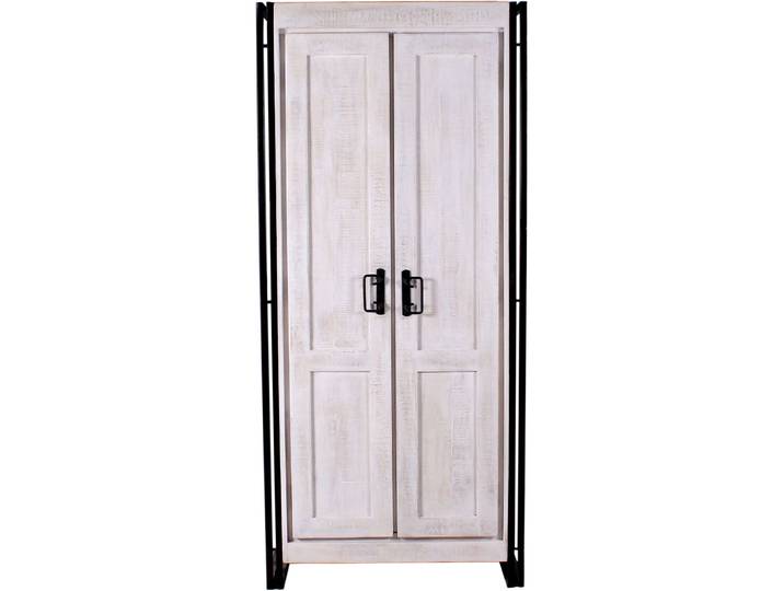 Schrank Wineo weiss/schwarz Holz/Metall B 80 H 180 cm