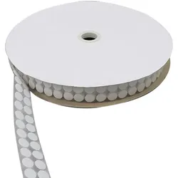Klettpunkte auf Rolle, 13 mm | weiß | Haken, Nylon, Polyester