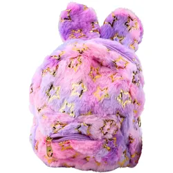 Plush Backpack Ears Gold Stars Children's Purple Pink