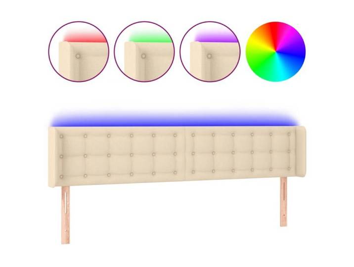 MGH - NEUF Tête de lit à LED - Panneau de Lit - Crème 203x16x78/88 cm Tissu ll2503