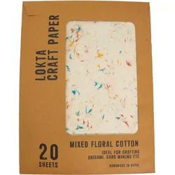 A4 - Lokta Craft Paper (20 sheet pack) - Mixed Floral Cotton
