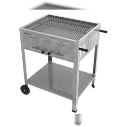 ChattenGlut Professional 3er Holzkohle Bräter Standgerät mobil Grill mit Rost 650X530x800mm