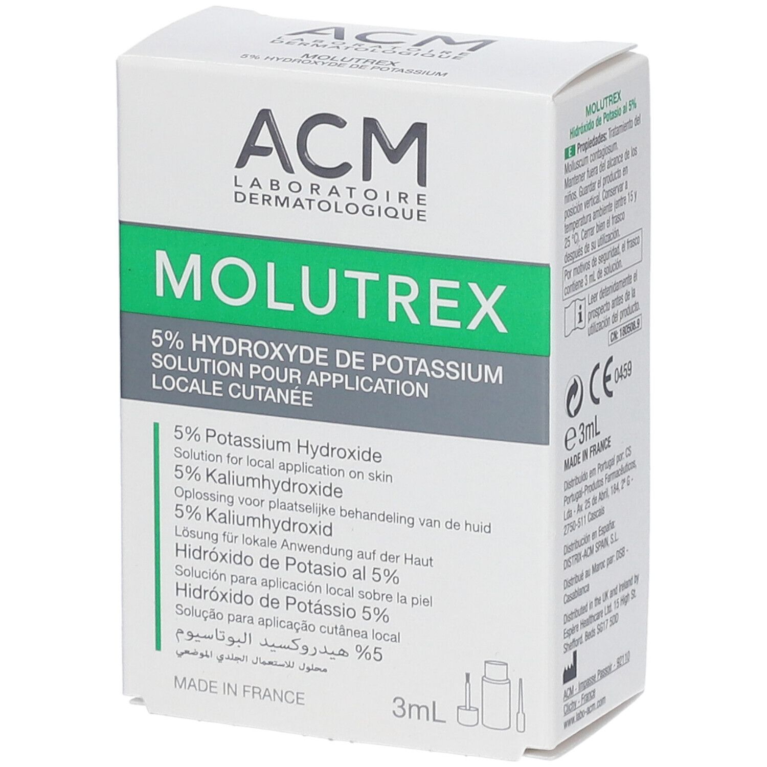 Molutrex - Solution d'hydroxyde de potassium 5 % pour application cutanée. fl 3 ml Lösung