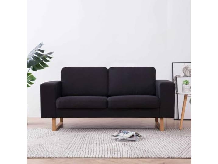 HEFZGDB Stilvolles 2-Sitzer-Sofa in Schwarz mit weichem Stoffbezug, abnehmbaren Kissen und robustem Holzrahmen für optimalen Sitzkomfort und Langlebigkeit im Wohnbereich, inklusive 2