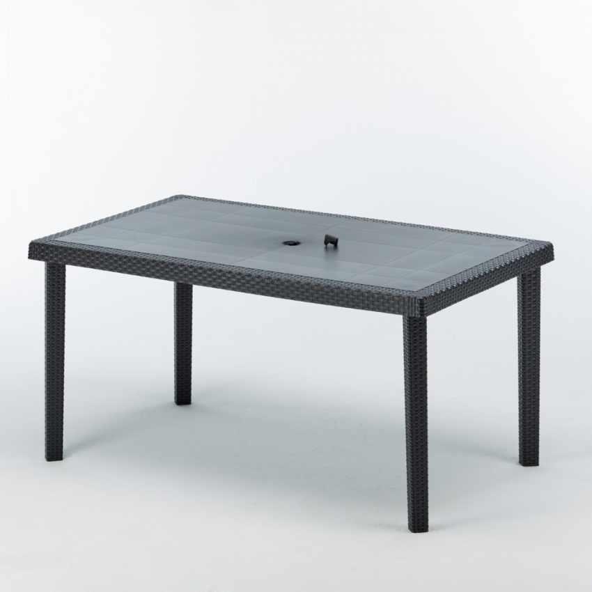 150x90 Grand Soleil Boheme 12 Poly Rattan rechteckige Tische Stock - Schwarz