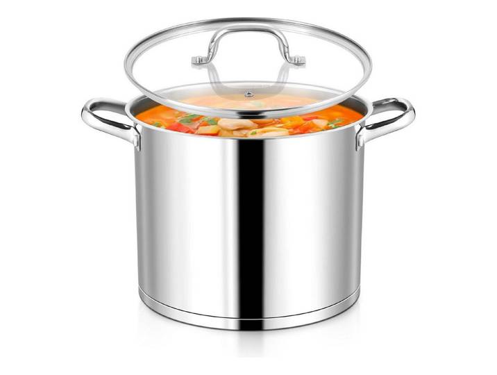 LuxusKollektion Kochtopf Kochtopf Edelstahl Induktion Glasdeckel 3Lagenboden 10L