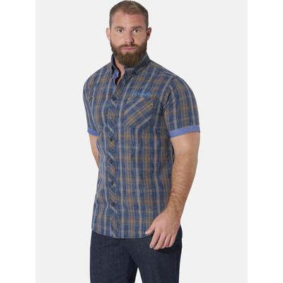 Kurzarmhemd JAN VANDERSTORM "Kurzarmhemd WERNHER", Herren, Gr. 6XL, blau (dunkelblau kariert), Hemden