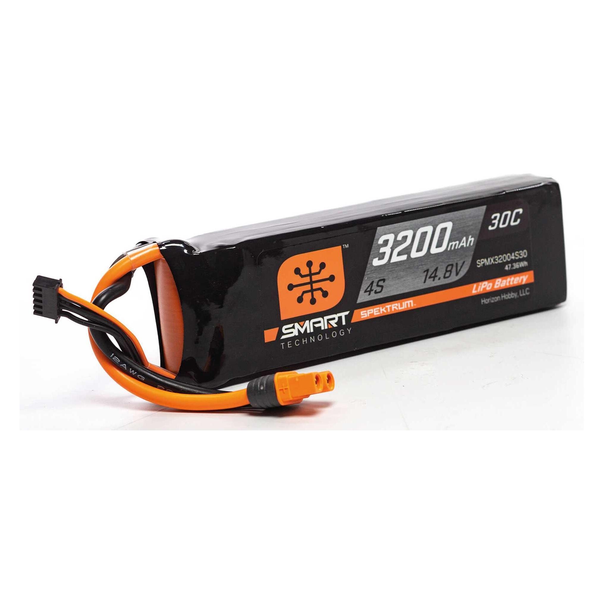 Spektrum LiPo Pack 3200mAh 4S 14.8V Smart LiPo Battery 30C IC3 (3200 mAh, 14.80 V) (SPMX32004S30)