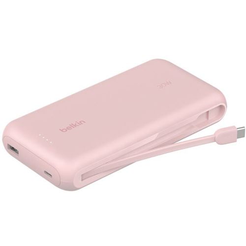 Belkin 20K PD30W INTEGRATED USB-C CABLE POWER BANK PINK