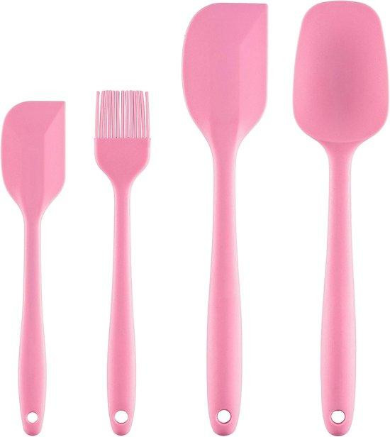 3-delige siliconen deegschraper en spatel set, roze