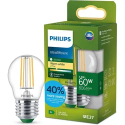 Philips E27 LED Lampe Tropfenform klar 3,8W wie 60W warmweisses Licht Ultra Efficient