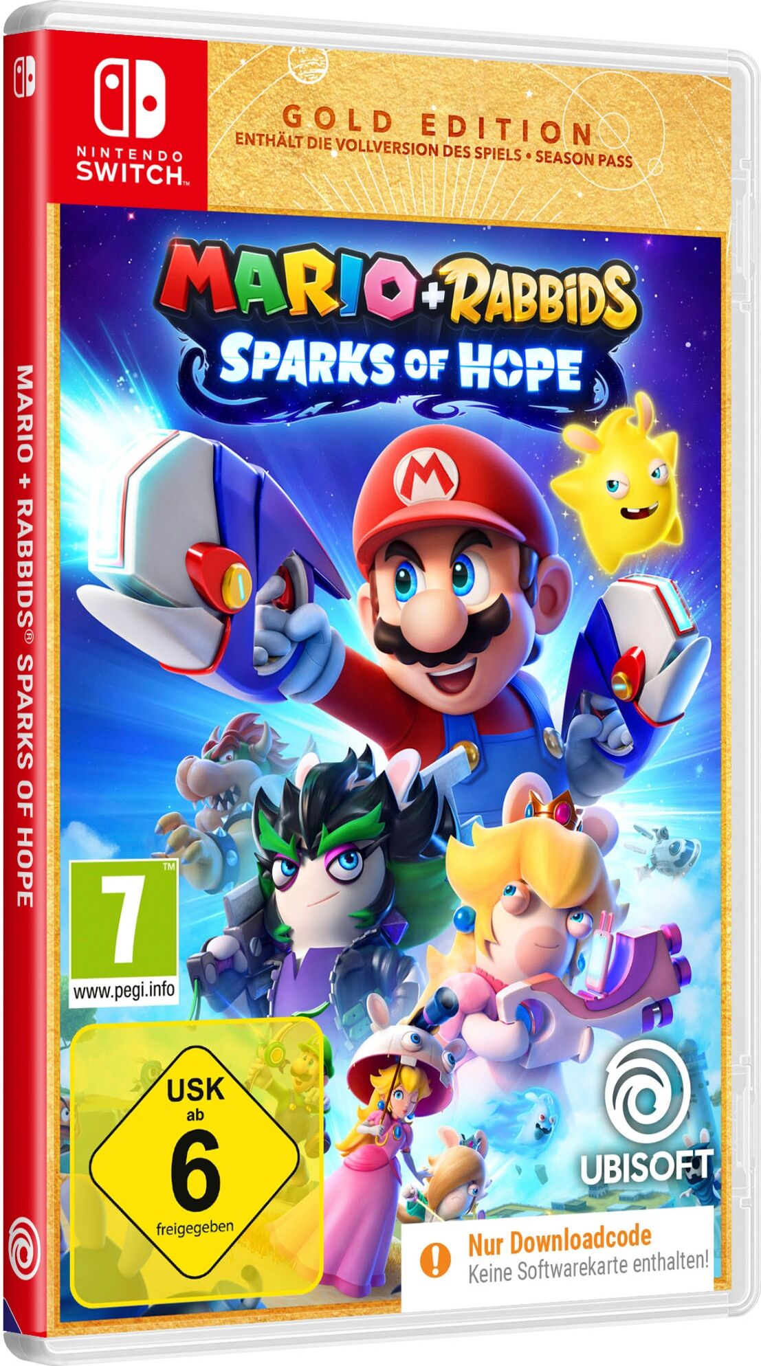 UBISOFT Spielesoftware "Mario + Rabbids Sparks of Hope Gold Edition (Code in a Box)", transparent (weiß, neutral), Nintendo Switch, Spielesoftware, Spielesoftware