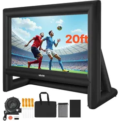 VEVOR aufblasbare Filmleinwand Projektion Beamer Leinwand aus 600D, Projektionsleinwand mit tragbarer Aufbewahrungstasche, 16:9, Filmprojektion für Heimkino Mottoparty Poolspaß (476 x 200 x 378 cm)