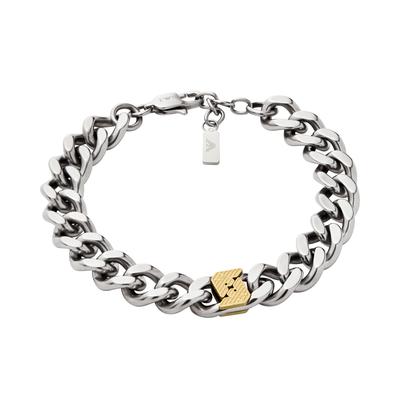 Armband EMPORIO ARMANI "Schmuck Geschenk Edelstahl Bicolor", gold (edelstahlfarben, gelbgoldfarben), Armbänder, Damen, 21cm, Edelstahl, Armband