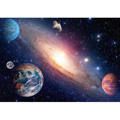 Fototapete PAPERMOON "PLANETEN-GALAXIE WELTALL UNIVERSUM WELTRAUM HIMMEL DEKO", bunt, B:3,5m L:2,6m, Vlies, Tapeten