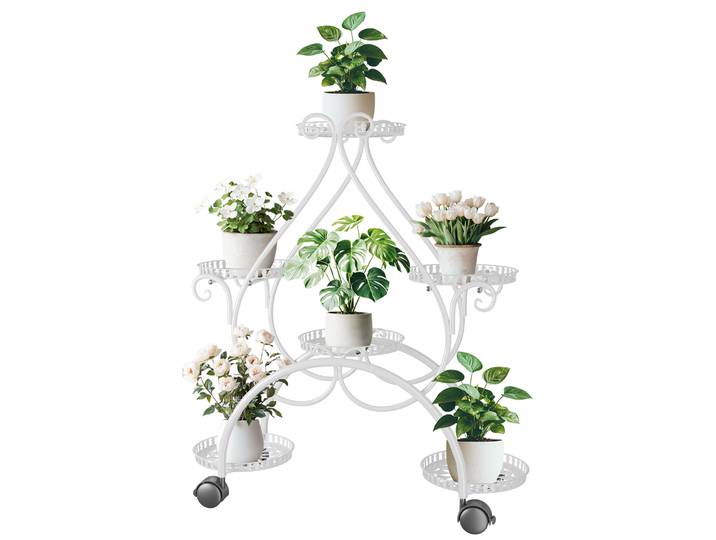 Présentoir de Pot de Fleur en Métal à 6 Niveaux, Grande Plante T1 d'Niket d'Extérieur avec Roues Roulantes