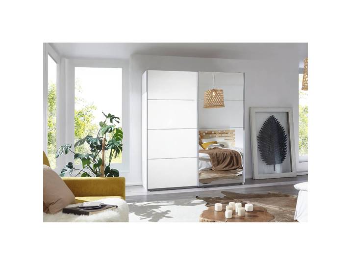 Armoire à portes coulissantes I 181cm Blanc/Blanc alpin Premium 1 miroir