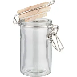 Riess EVA Gewürzdose Rund Glas m. Holzdeckel
