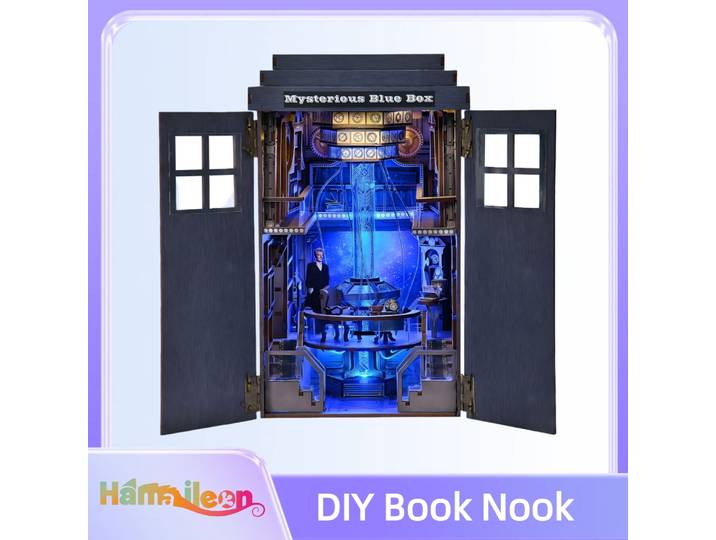 Hamaileon bricolage Miniature maison de poupée Kit 3D Puzzle en bois serre-livres décoration de maison pour adultes/adolescents bibliothèque famille/amis cadeau