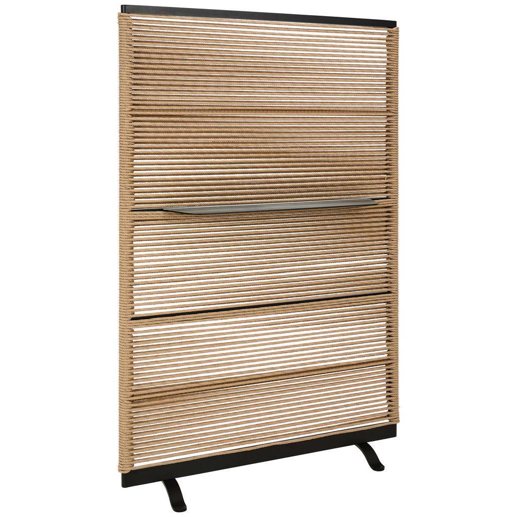 Dieter Knoll Paravent , Naturfarben, Schwarz , Metall, Kunststoff , 121x184x39 cm , Wohnzimmer, Raumteiler