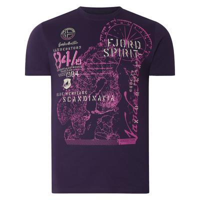 Rundhalsshirt JAN VANDERSTORM "T-Shirt DOMINIK", Herren, Gr. L, lila, Obermaterial: 100% Baumwolle CO., Shirts Rundhalsshirt