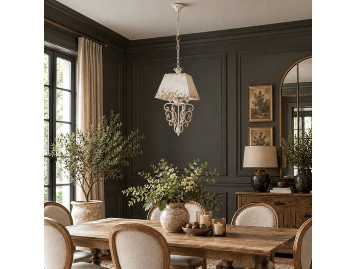 Plafonnier en acier beige 37x37x73 cm