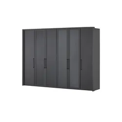 Drehtürenschrank 300 cm mit Glastüren Uma , schwarz , Maße (cm): B: 300 H: 220 T: 67.0