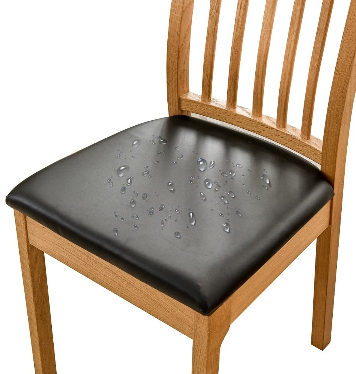 Omgoods Set van 6 Waterdichte Eetkamerstoelhoezen van PU Leder voor Zitkussens van 36-48 cm