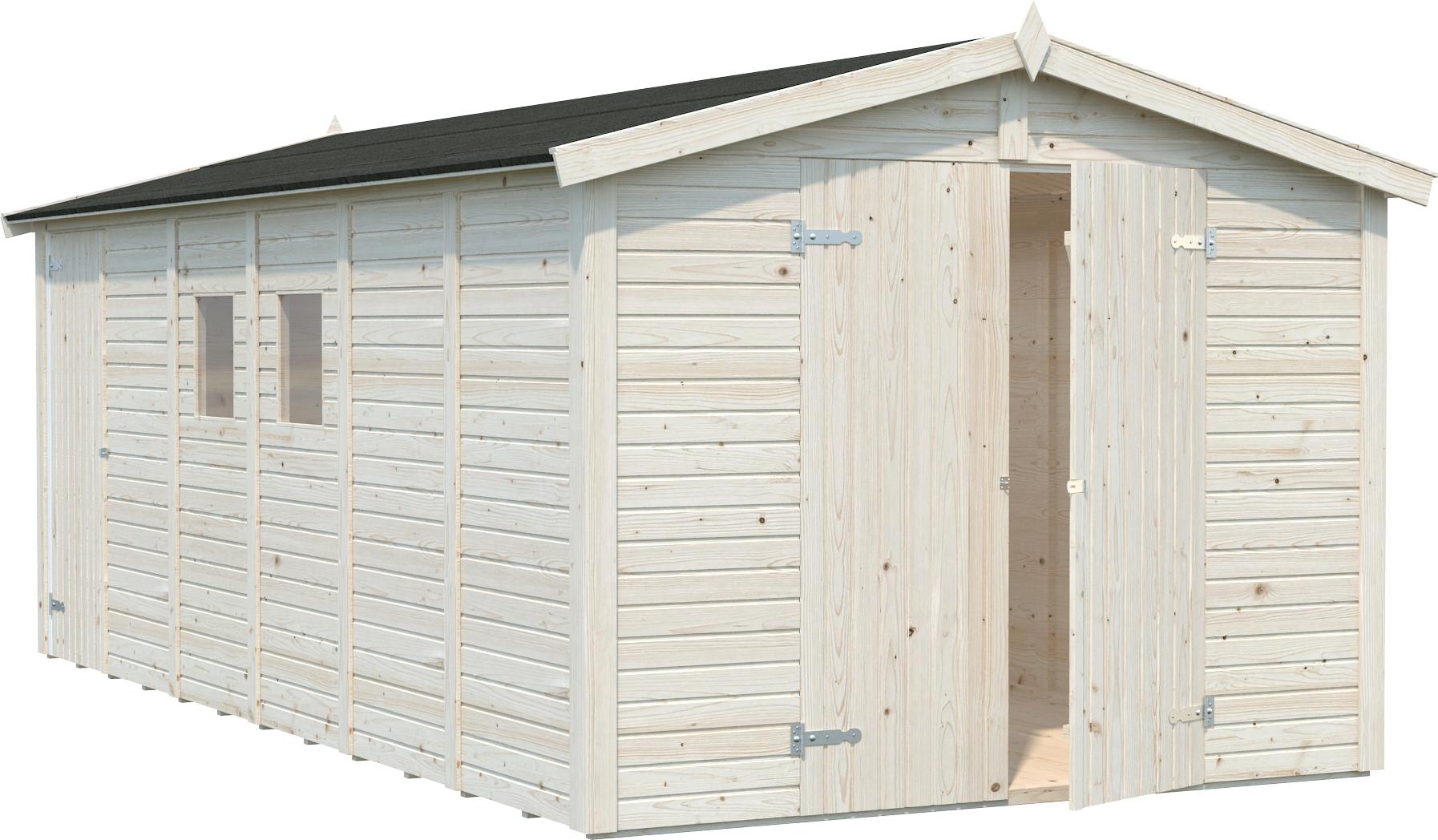 Palmako Gerätehaus Dan 14,7 m² - 16 mm Transparent tauchimprägniert